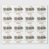 Papier Cadeau Ferme de tracteur aquarelle 1er anniversaire (Plat)