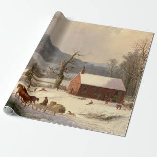 Papier Cadeau Ferme d'hiver vintage