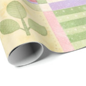 Papier Cadeau Ferme Fille Pastel Rose Vert Courtepoint Patchwork (Coin rond)
