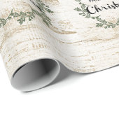 Papier Cadeau Ferme moderne Wreath de Noël Bois rustique (Coin rond)