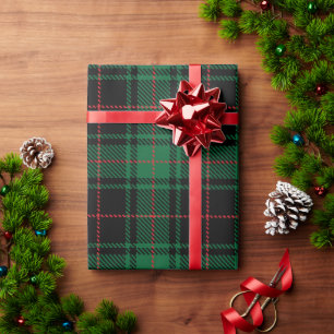 Papier Cadeau Ferme noir rouge rustique tartan plaid motif w