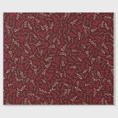 Papier Cadeau Ferme oxblood bordeaux rustique feuillage motif (Plat)