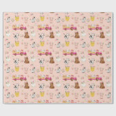 Papier Cadeau Ferme rose Florale/ Barnyard Enfants Enveloppement (Plat)