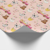 Papier Cadeau Ferme rose Florale/ Barnyard Enfants Enveloppement (Coin)