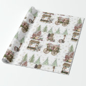 Papier Cadeau Ferme rustique du côté de la campagne neigeuse (Déroulé)