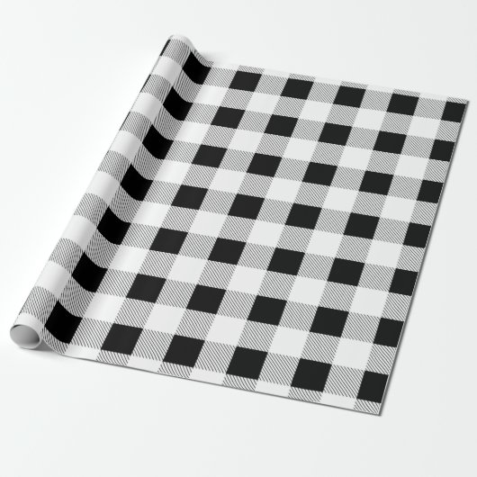 Papier Cadeau ferme rustique fête de plaid de buffle blanc noir (Déroulé)