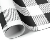 Papier Cadeau ferme rustique fête de plaid de buffle blanc noir (Coin rond)