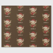 Papier Cadeau Ferme rustique Highland Cow avec Santa Hat (Plat)
