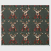 Papier Cadeau Ferme Rustique Plaid Deer Et Vert (Plat)