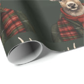 Papier Cadeau Ferme Rustique Plaid Deer Et Vert (Coin rond)