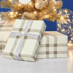 Papier Cadeau Ferme vintage blanc sepia plaid motif