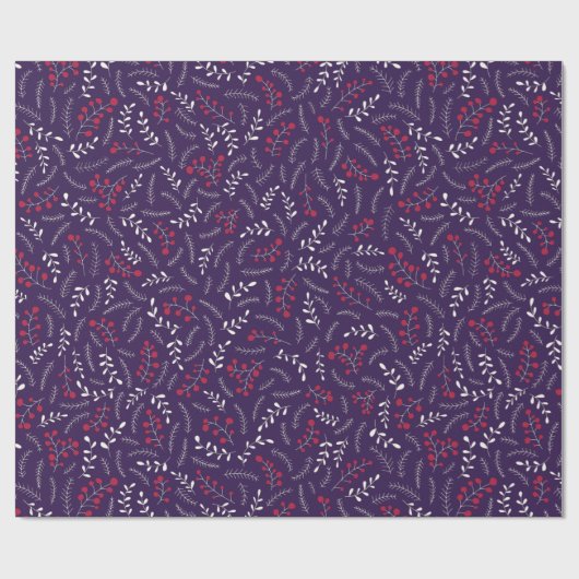 Papier Cadeau Ferme violet violet roux roux feuillage motif (Plat)