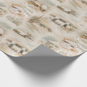 Papier Cadeau Fermes de Noël rustiques en hiver