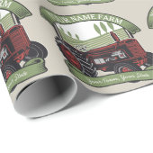 Papier Cadeau Fermier de Vintage Farm Tractor (Coin rond)