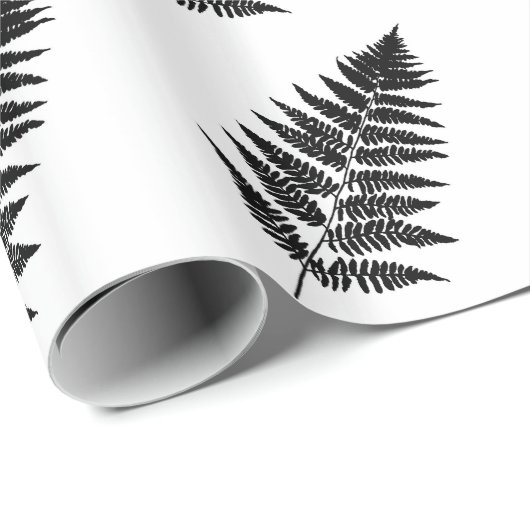 Papier Cadeau Fern 1, noir et blanc (Coin rond)