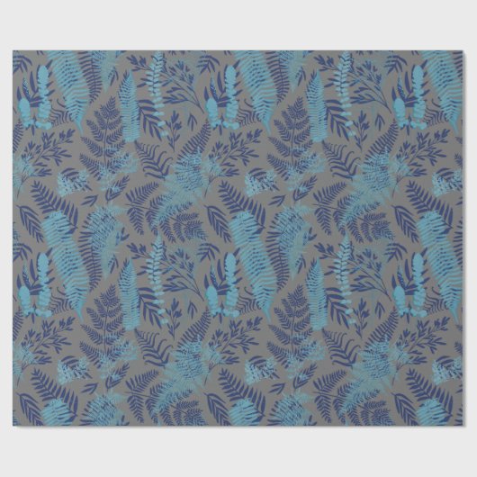 Papier Cadeau Ferns in Blue and Turquoise Wrapping Paper (Plat)