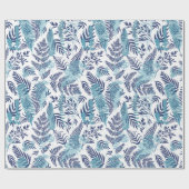 Papier Cadeau Ferns in Blue and White Wrapping Paper (Plat)