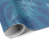 Papier Cadeau Ferns in Blue Wrapping Paper (Coin rond)