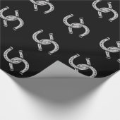 Papier Cadeau Fers à cheval sur noir (Coin)