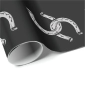 Papier Cadeau Fers à cheval sur noir (Coin rond)
