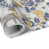 Papier Cadeau Festif Animaux des bois Scandi Noël (Coin rond)