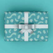 Papier Cadeau Festif Bleu Fête Motif Noël