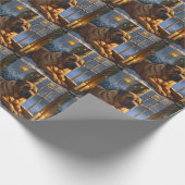 Papier Cadeau Festif Bullmastiff avec les lumières de Noël (Coin)
