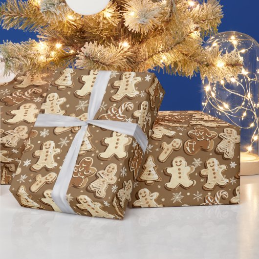 Papier Cadeau Festif carrelé pain d'épices (Vacances)