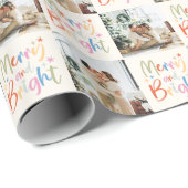 Papier Cadeau Festif coloré Joyeux et Bright Photo Noël (Coin rond)