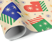 Papier Cadeau Festif Colorful Noël Mittens (Coin rond)