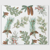 Papier Cadeau Festif de la forêt de pins de Noël (Plat)