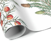 Papier Cadeau Festif de la forêt de pins de Noël (Coin rond)