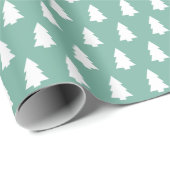 Papier Cadeau Festif Dusty Jade White Christmas Tree motif (Coin rond)