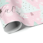 Papier Cadeau Festif Fa La La Pink Christmas Tree (Coin rond)