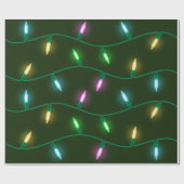 Papier Cadeau Festif Fêtes de Noël Lumières multicolores (Plat)