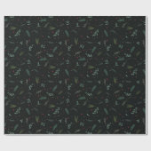 Papier Cadeau Festif Feuilles de Noël Berries Botanical Black (Plat)