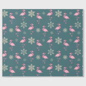 Papier Cadeau Festif flamingo motif de Noël avec des flocons de (Plat)