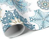 Papier Cadeau Festif Floral Mandala Flakes Motif (Coin rond)