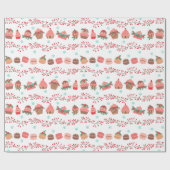 Papier Cadeau Festif gâteaux de Noël Macarons (Plat)