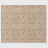 Papier Cadeau Festif Green Snowflakes Kraft Holiday (Plat)