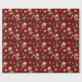 Papier Cadeau Festif mignon Père Noël Reindeer et amis Noël (Plat)