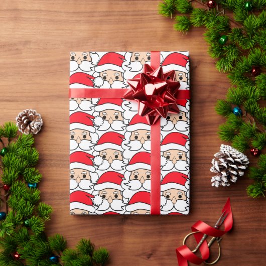 Papier Cadeau Festif moderne Funny Père Noël Face Motif (Cadeau de vacances)