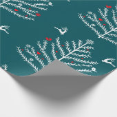 Papier Cadeau Festif moderne Nordic Christmas Tree Cerf Bleu (Coin)