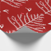 Papier Cadeau Festif moderne Nordic Christmas Tree Deer Red (Coin)