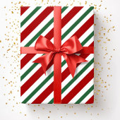 Papier Cadeau Festif moderne Rouge Vert rayures Noël