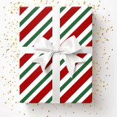 Papier Cadeau Festif moderne Rouge Vert rayures Noël