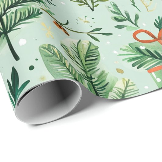 Papier Cadeau Festif Noël à thème Motif sans couture (Coin rond)