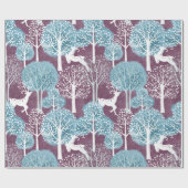 Papier Cadeau Festif Noël hiver Rennes de bois (Plat)