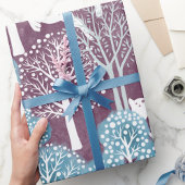 Papier Cadeau Festif Noël hiver Rennes de bois