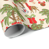 Papier Cadeau Festif Noël Jungle animaux carrelé (Coin rond)